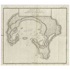 Carte ancienne de l'île de Noël par Cook, datant d'environ 1781