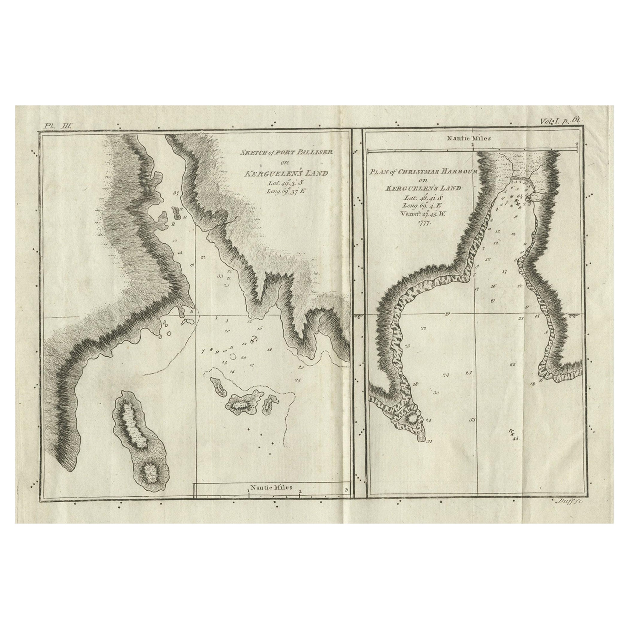 Antique Map of Port Pallisers & Kersmis by Cook, c.1781