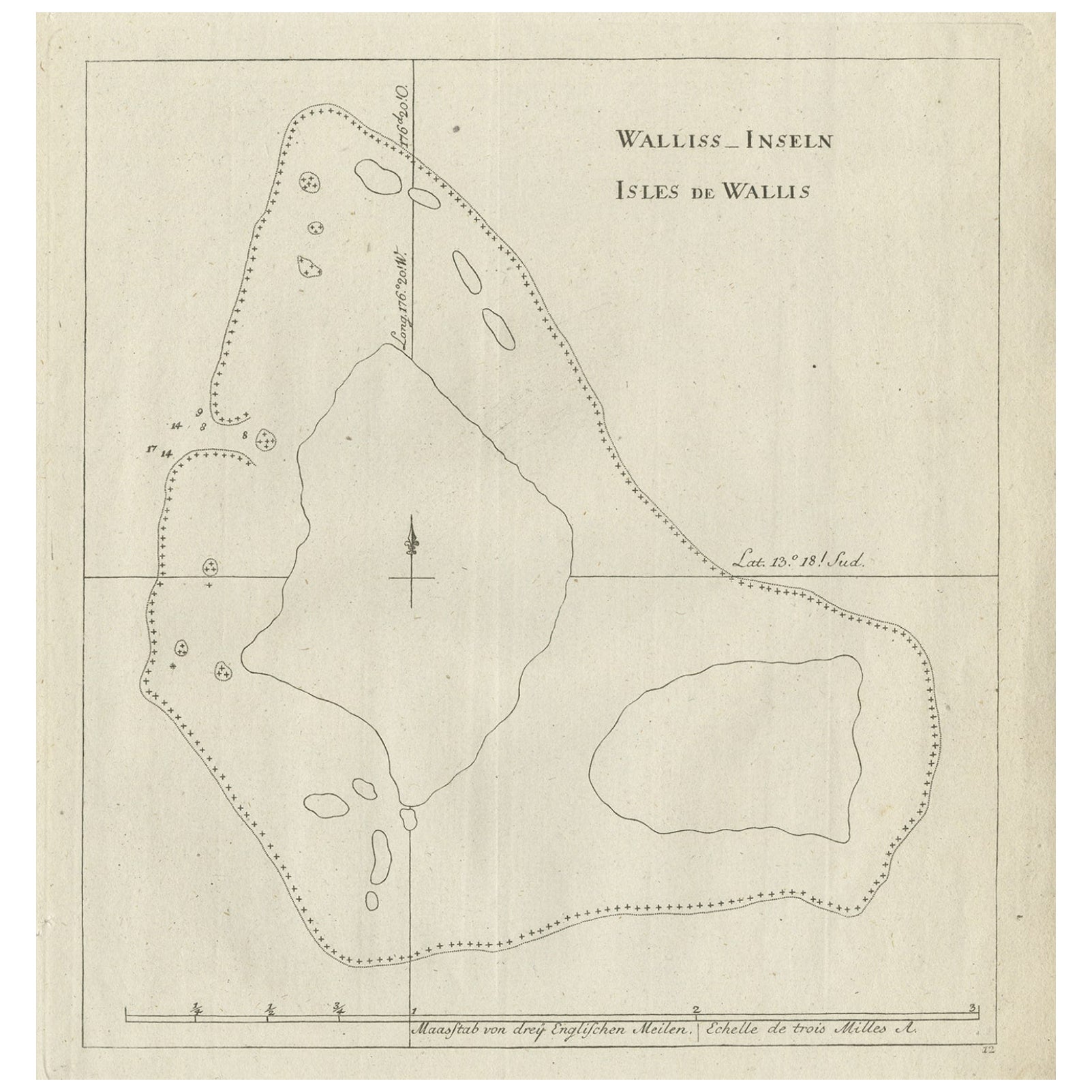 Antike Karte der Wallis- und Futuna-Inseln, Französisches Überseegebiet, 1778