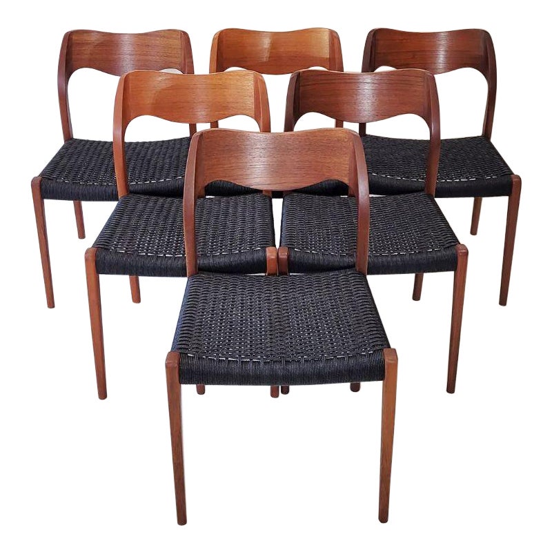 Ensemble de 5 chaises de salle à manger modèle 71 par Niels Otto Mølle
