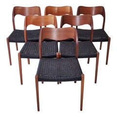 Vintage Set of 5 Model 71 Dining Chairs by Niels Otto Mølle