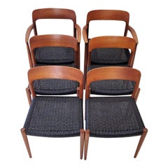 Set of 6 Model 75 & Model 56 Dining Chairs by Niels Otto Møller