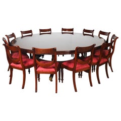Vintage Diameter Flame Mahogany Dining Table & 12 Chairs 20th C