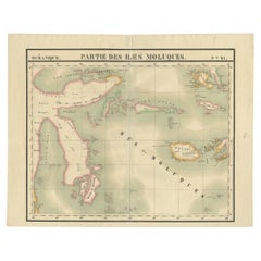 Antique Old Map of the Moluccas and Part of Sulawesi Indonesia by Vandermaelen, c 1825