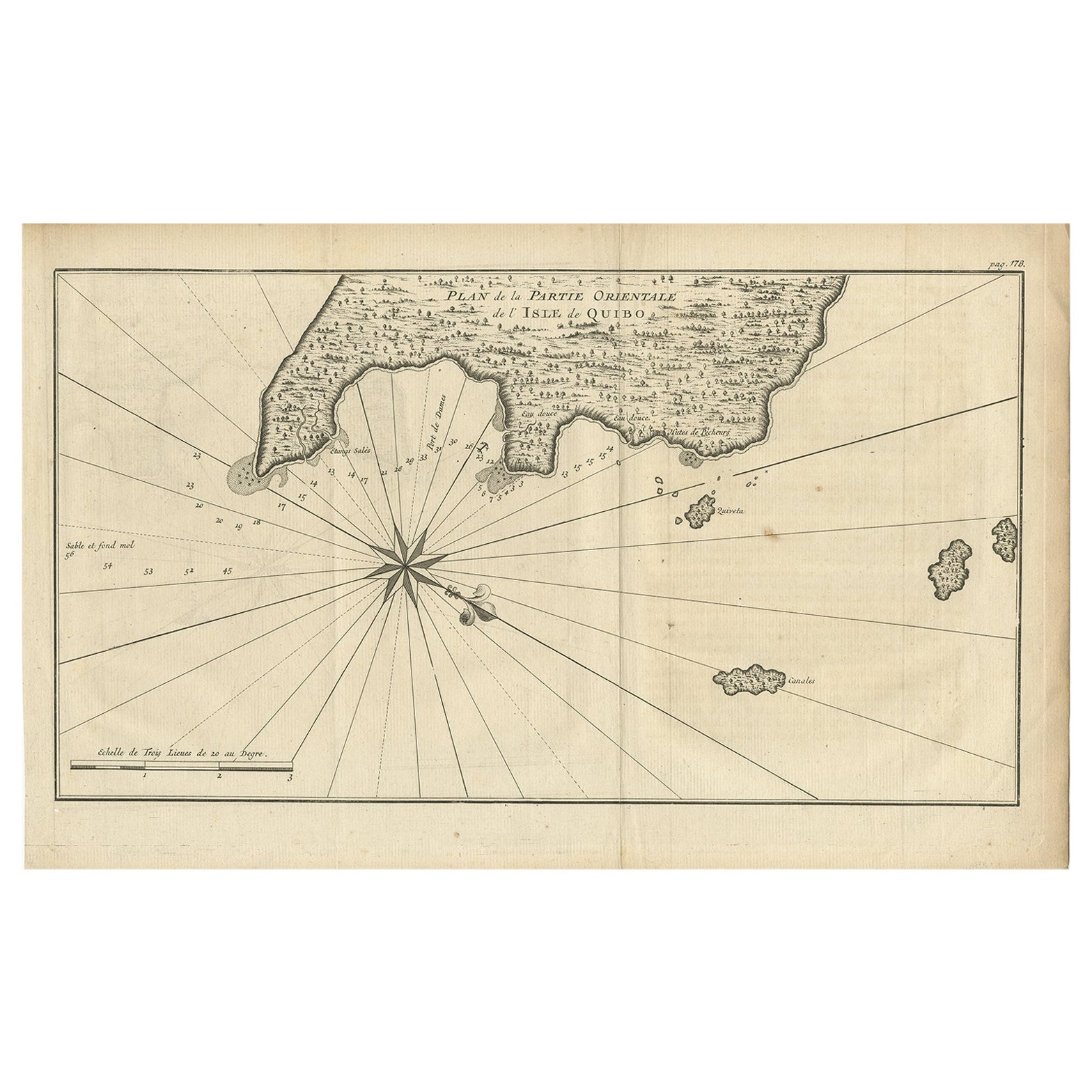 Antique Map of Coiba Island, Panama, South America, C.1740 For Sale