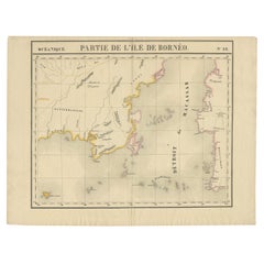 Antike Karte von Borneo (Kalimantan), Indonesien, von Vandermaelen, um 1825