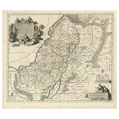 Antique Map of the Holy Land, Divided into 12 Tribes of Israel, C.1720