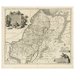 Mappa antica della Terra Santa, divisa in 12 tribù di Israel, C.C. 1720
