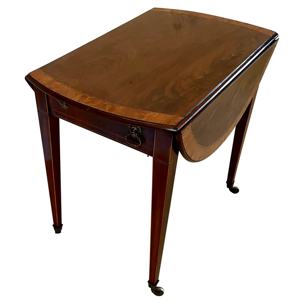 Fine Quality Antique Sheraton Period Inlaid Mahogany Pembroke Table For Sale