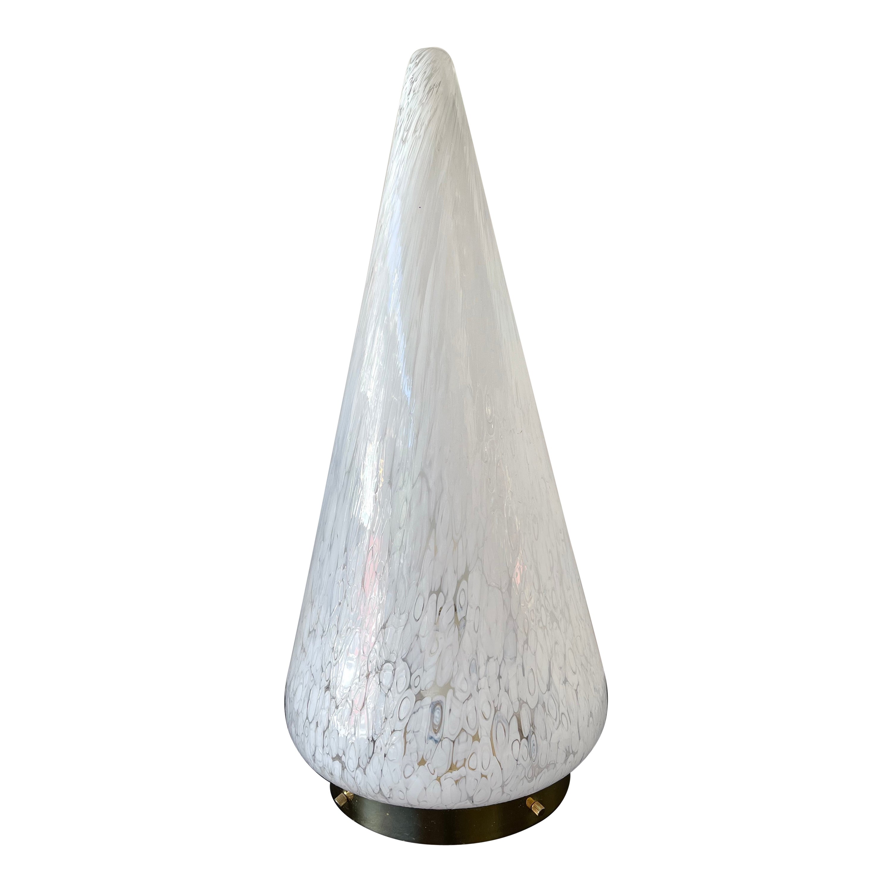 Large Cone Lamp Murano Glass and Brass by Esperia, Italy, 1970s