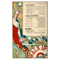 Original Vintage London Underground Poster Football Dog Racing Rugby Sports Week