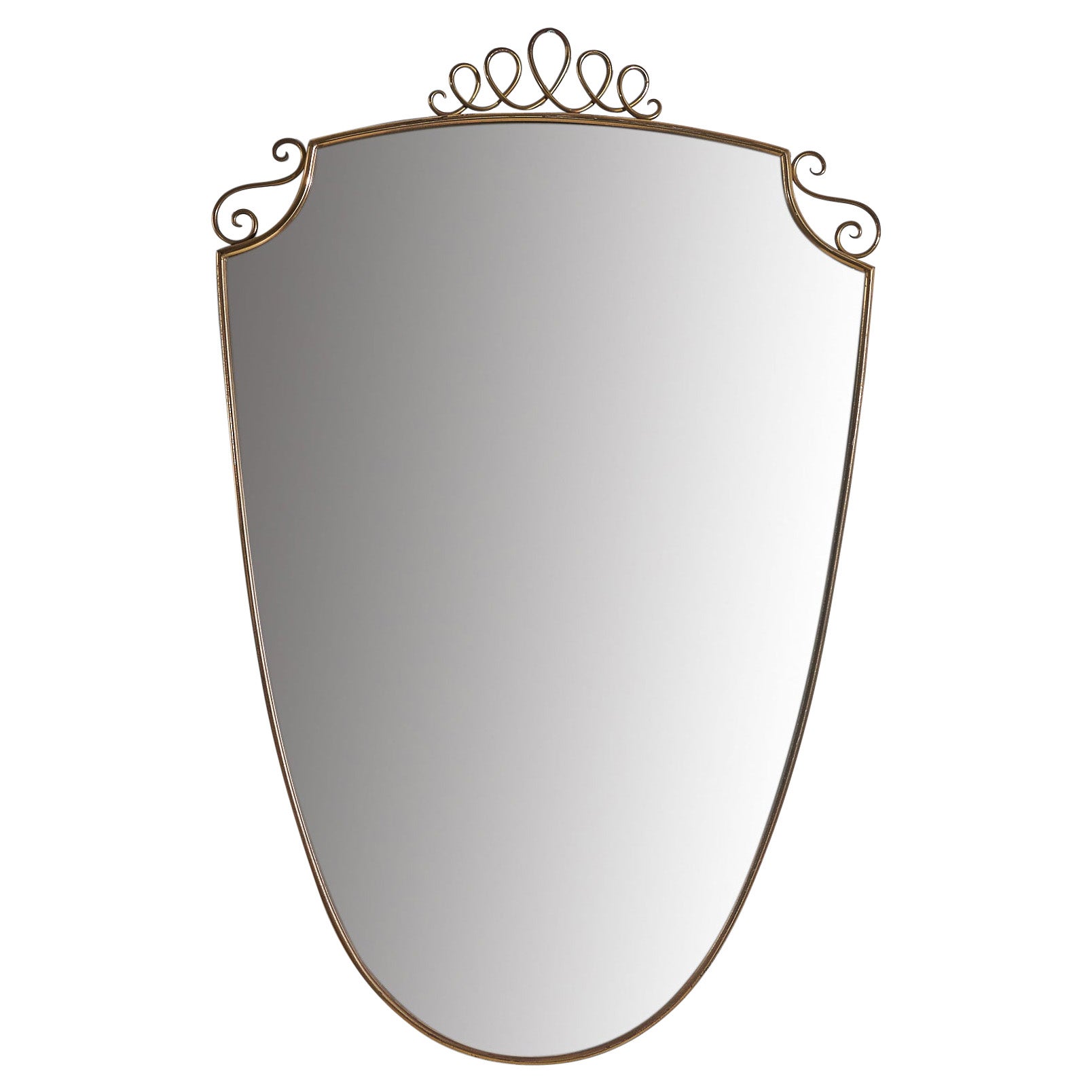 Diseñador italiano, Espejo de pared, Latón, Espejo, Italia, Década de 1940
