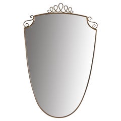 Italian Designer, Wall Mirror, Brass, Mirror, Italy, 1940s