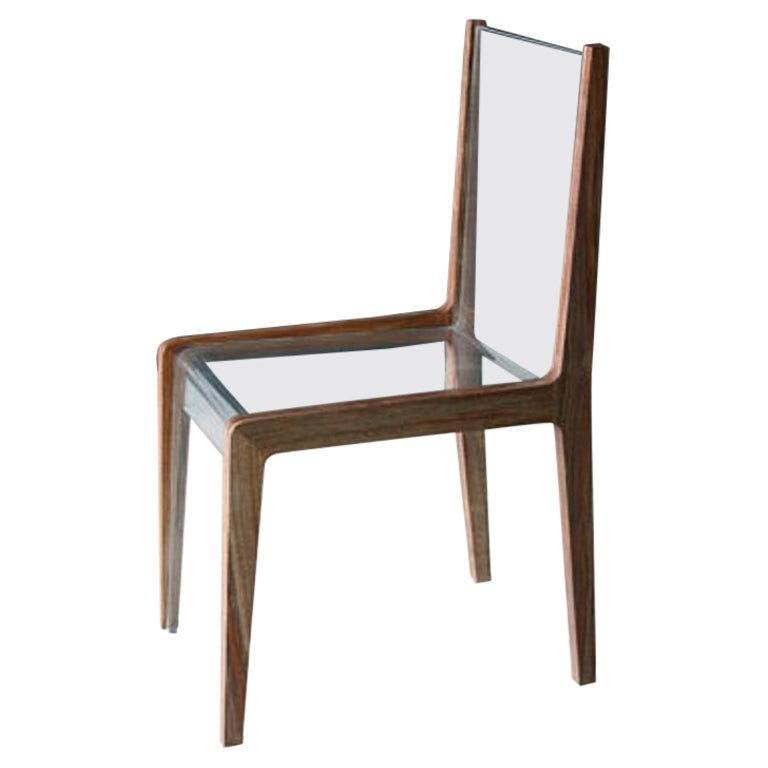 Modern Black Walnut Acrylic Dining Chair For Sale