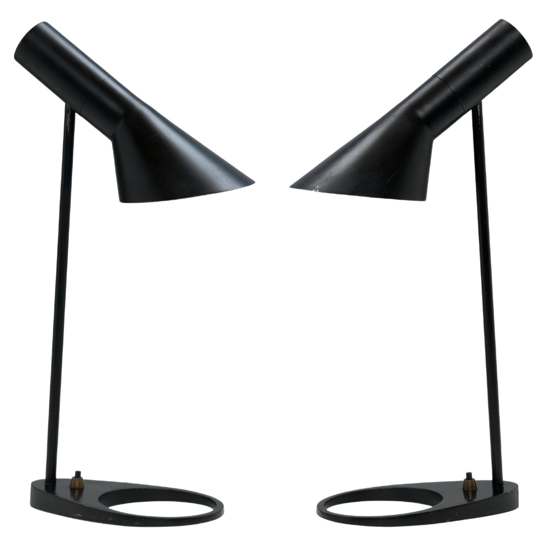 Early First Edition Black Arne Jacobsen AJ Visor Table Lamp by Louis Poulsen