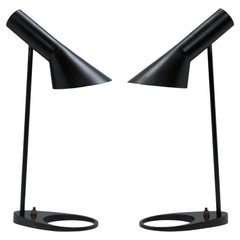 Early First Edition Black Arne Jacobsen AJ Visor Table Lamp by Louis Poulsen