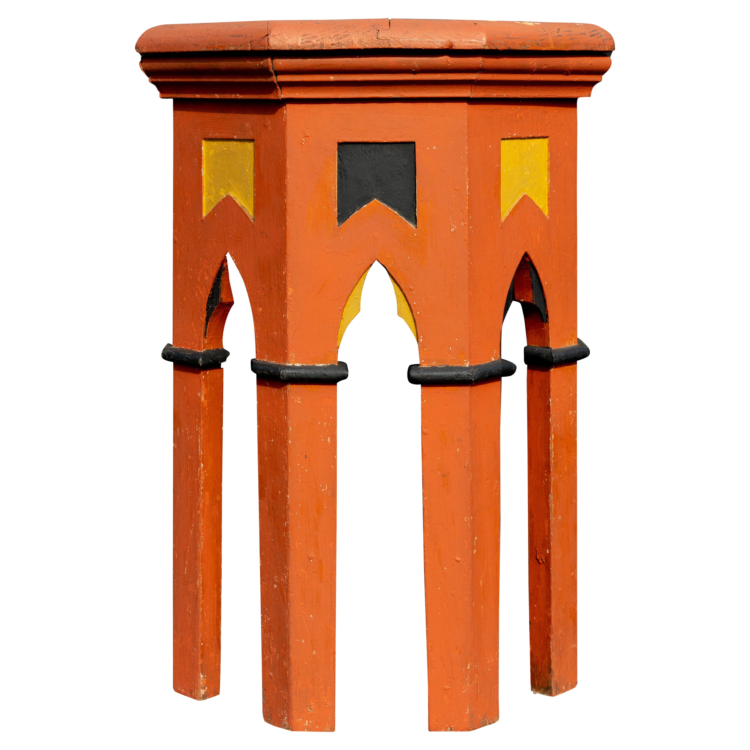 Orange Painted Side Table For Sale