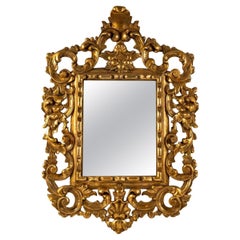 Antique Italian Mirror in Gilded Carved Wood