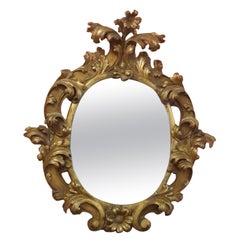 Large Carved and Gilded Oval Mirror, 17th Century