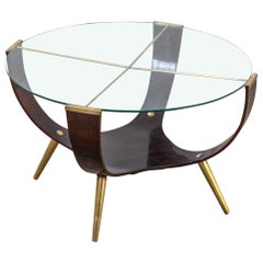 20th Century Italian Prod. Coffee Table in Curved Plywood with Magazine Rack