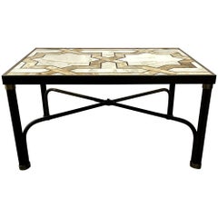 Mid-Century Modern Marble Inlaid Coffee Table, Cocktail Table, Pietra Dura