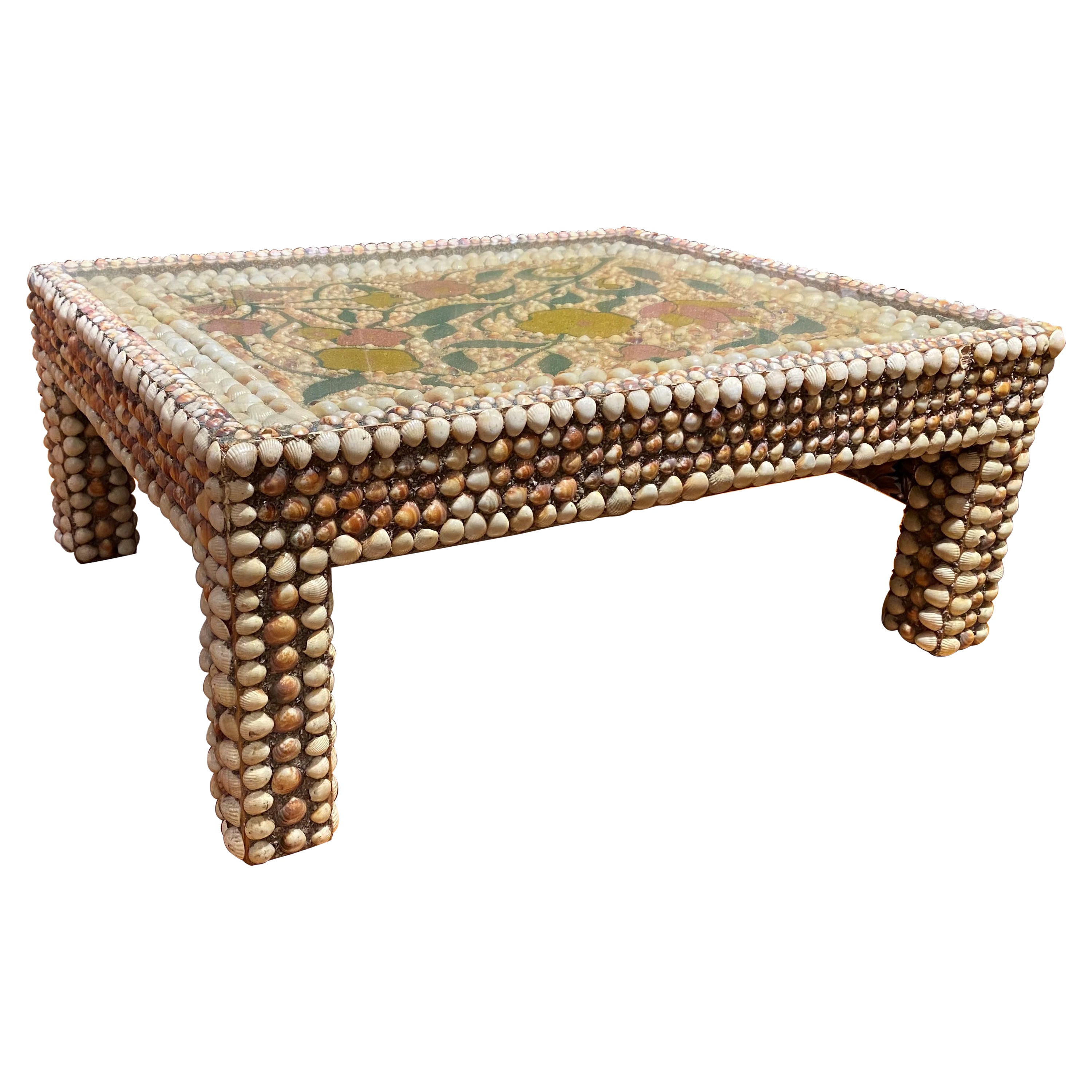 Early 20th Century French Folk Art Shellwork Table For Sale