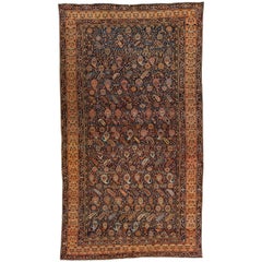 Multicolor Antique Farahan Persian Wool Rug with Boteh Motif