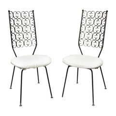 Retro Salterini Umanoff Style Iron Scroll Dining Side Chairs - a Pair