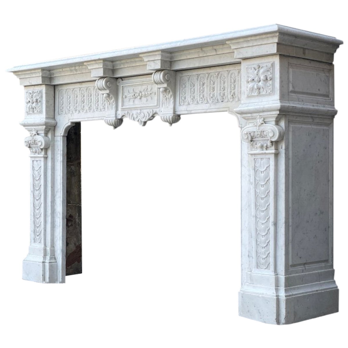 Napoleon III Fireplace In Carrara Marble For Sale