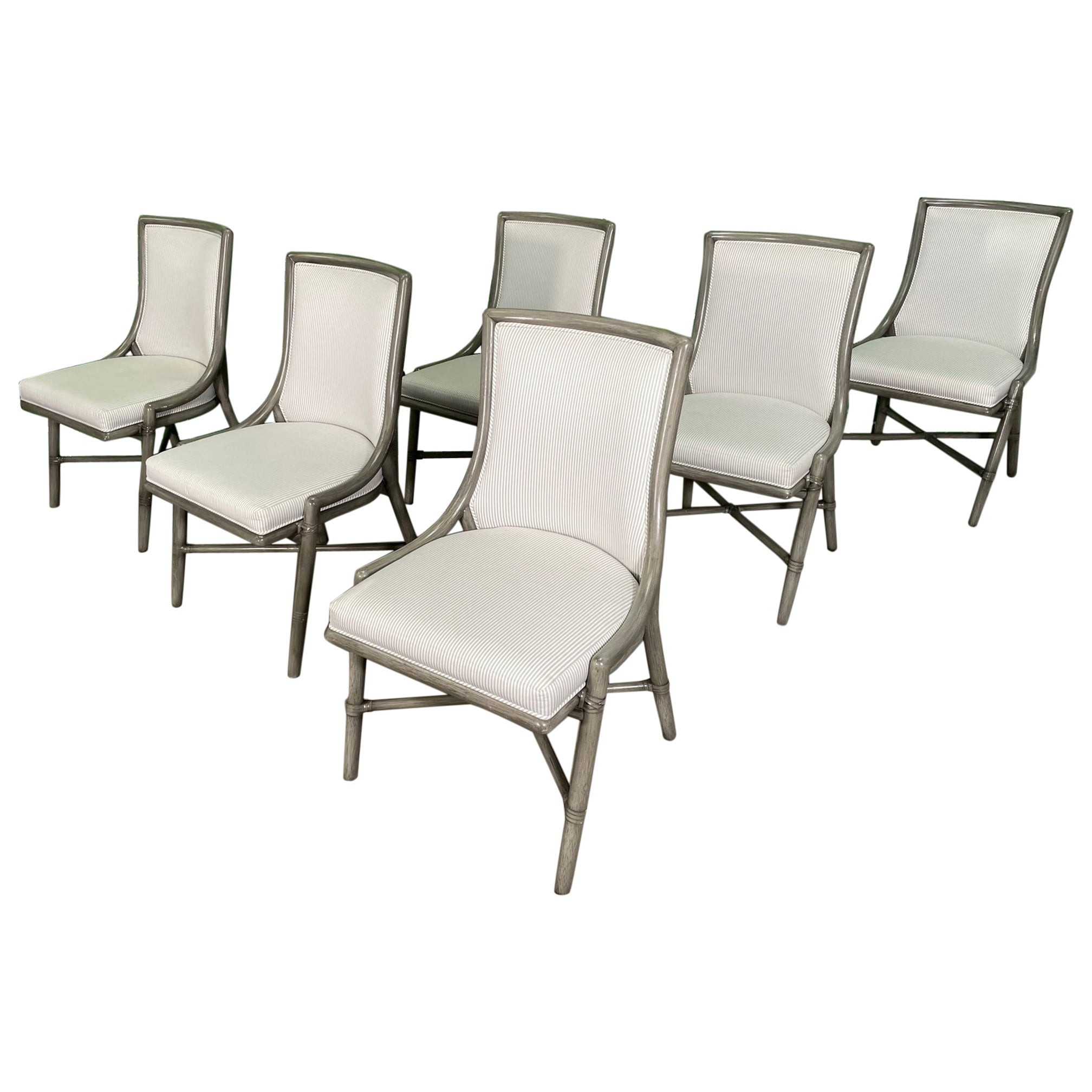 Rattan and Wicker Dining Chairs by McGuire, Set of 6