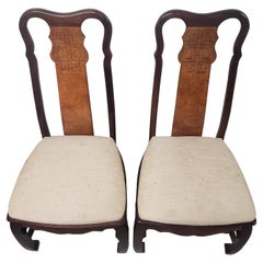 Vintage Chin Hua Chinoiserie Dining Chairs 
