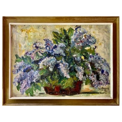 Original flowers oil painting Spanish artist baléares, Spain 1960 