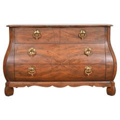Retro Baker Furniture French Louis XV Burled Walnut Bombay Form Chest of Drawers
