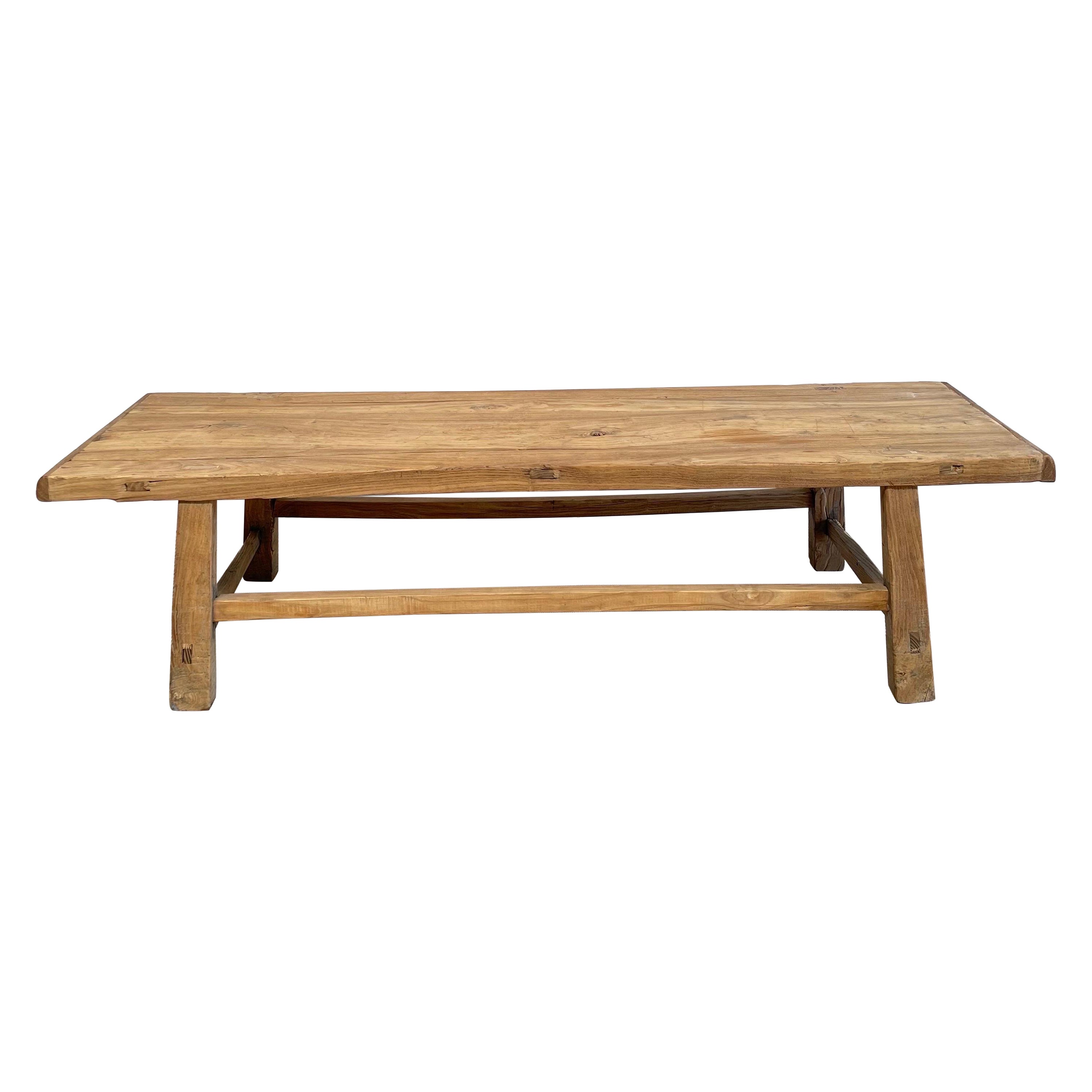 Vintage Elm Wood Coffee Table or Wide Seat Bench