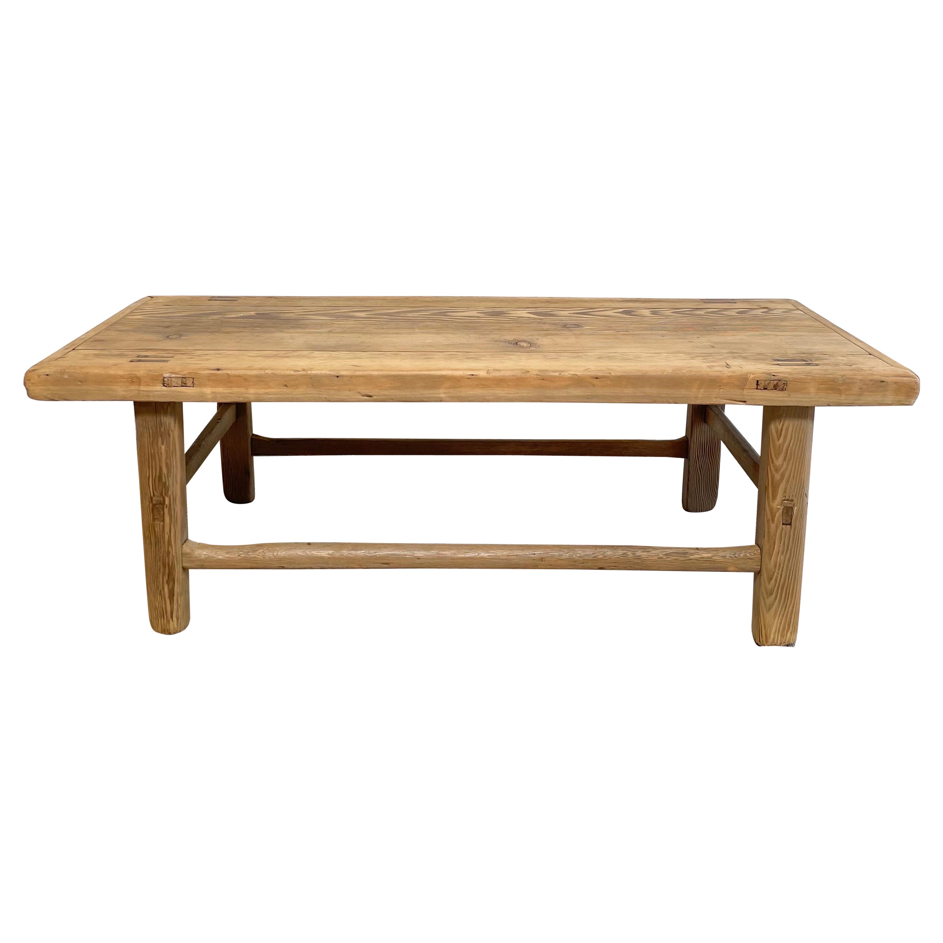 Vintage Elm Wood Coffee Table with Natural Patina