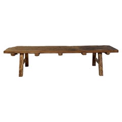 Vintage Elm Wood Coffee Table or Wide Seat Bench