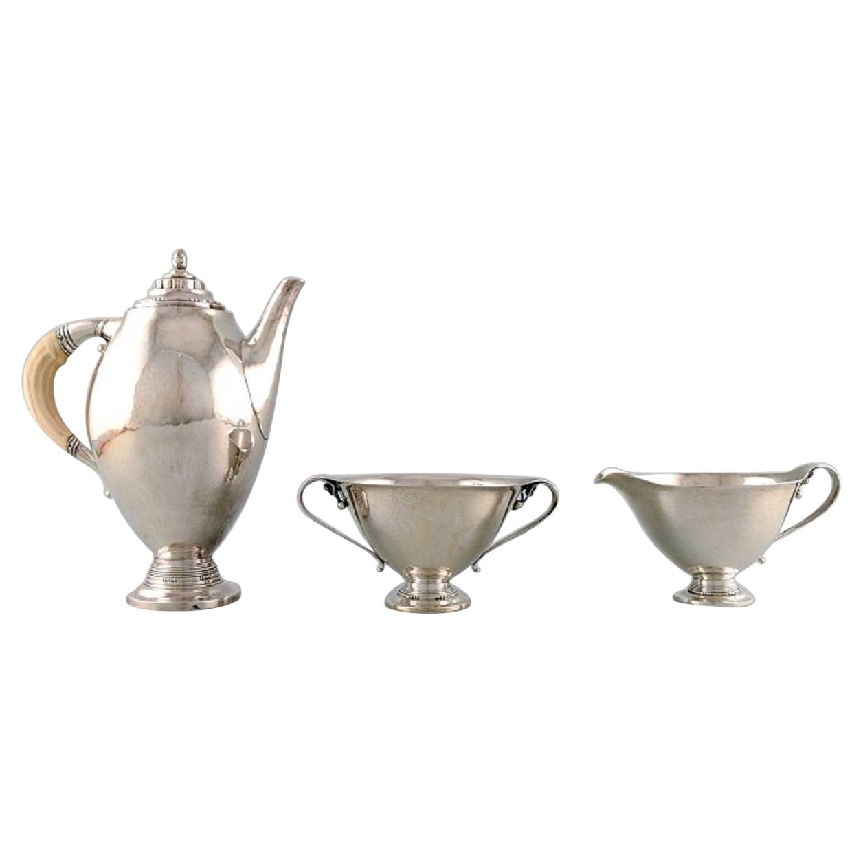 Johan Rohde for Georg Jensen, Rare and Early Coffee Service in Sterling Silver For Sale