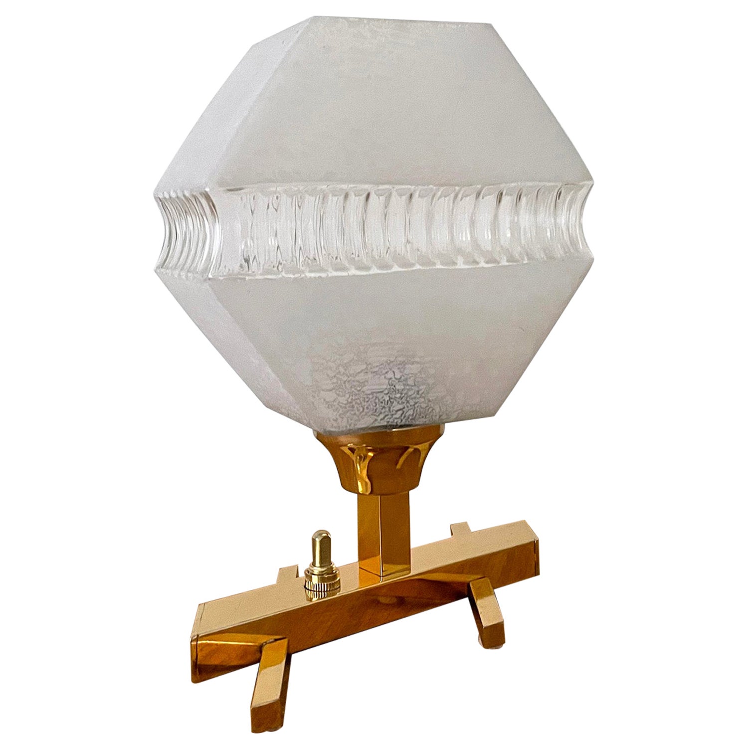 French Brass & Glass Accent Lamp For Sale