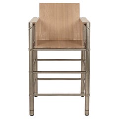 Maple and Steel Deco Style Bar Stool