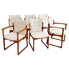 Set of 6 Mid Century Danish Teak Dining Chairs with New Upholstery by Art Furn