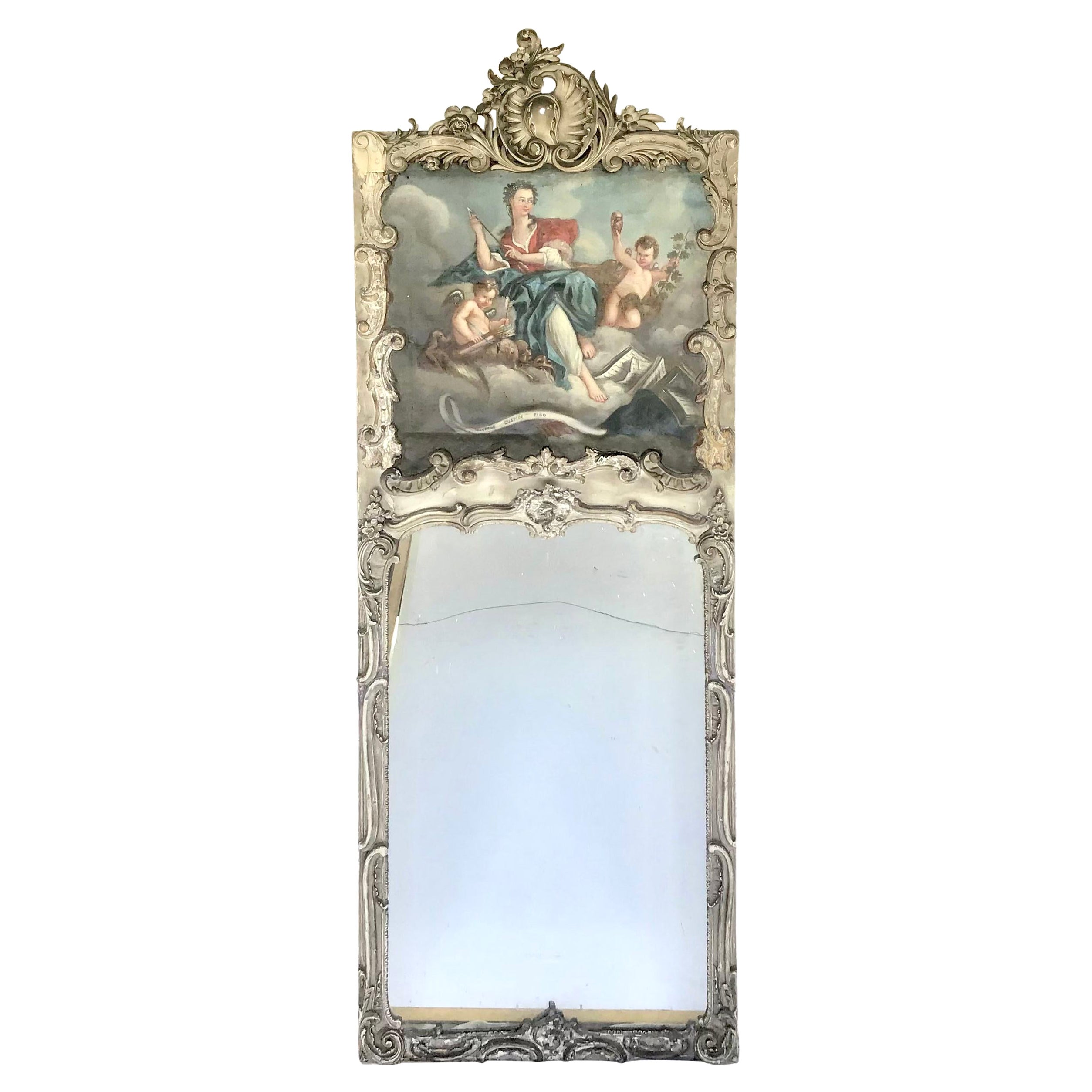 French Louis XV Painted Trumeau For Sale