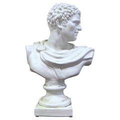 Italian White Terracotta Bust of the Roman Emperor, Caesar Augustus, Octavian