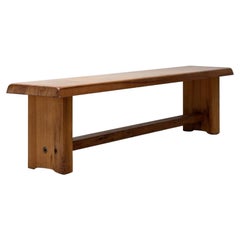 Banc S14 de Pierre Chapo, bois d'orme, années 1960