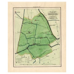Antike Karte der Stadt Hoogkerk in Groningen, Niederlande, 1862