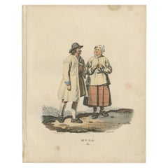 Antique Costume Print of Mora, Dalarna in Sweden, circa 1864