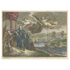 Old Engraving of the Battle of Chatham or Raid on Medway on the Thames, England