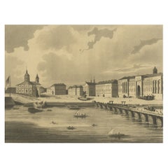 Impression ancienne de la place Saint Isaac à Saint-Pétersbourg, Russie, vers1810