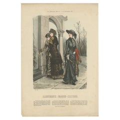 Antique Fashion Print by Marquart, 1881