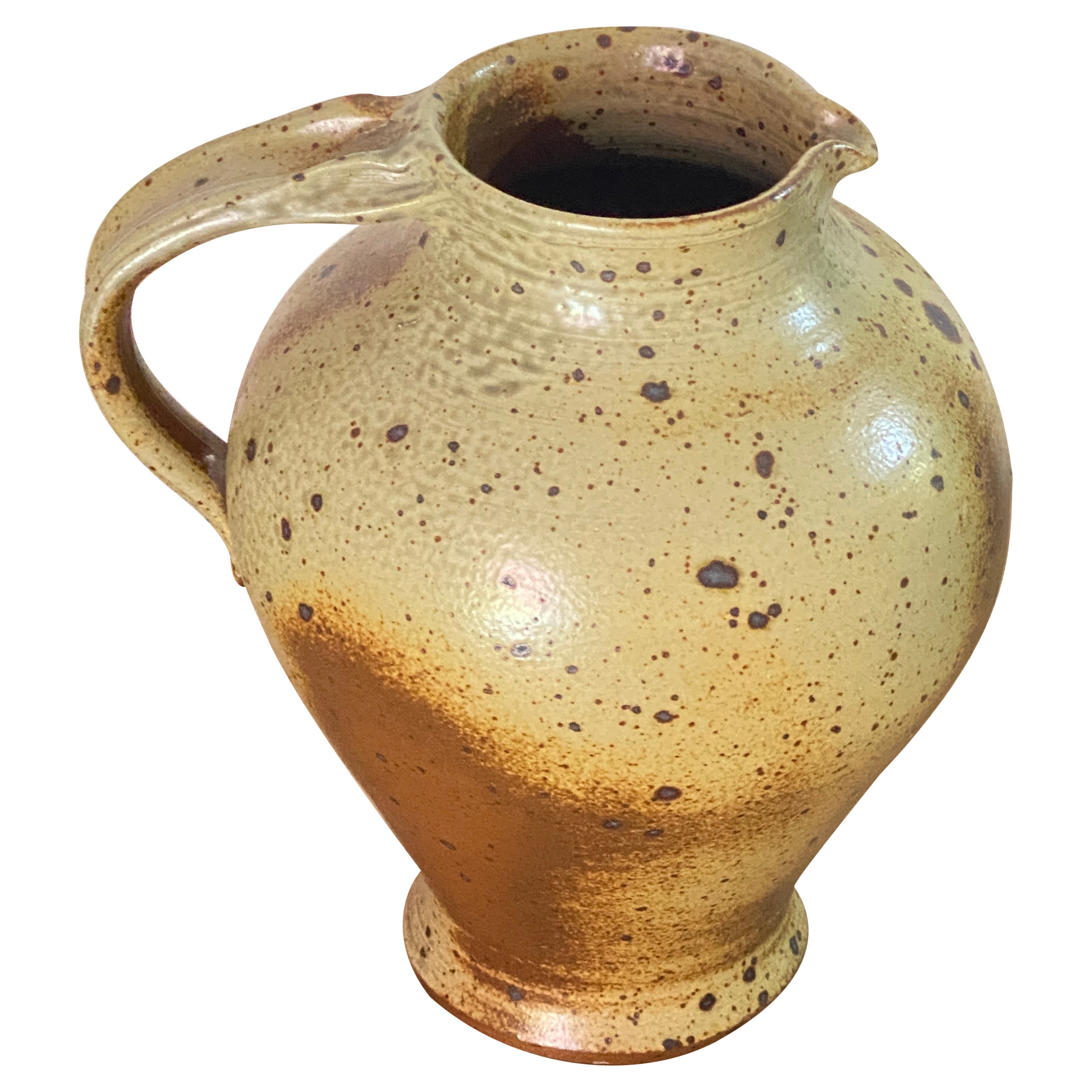 Stoneware Jug, Pitcher,  beautiful Patina, from France circa 1960, beige, brown For Sale