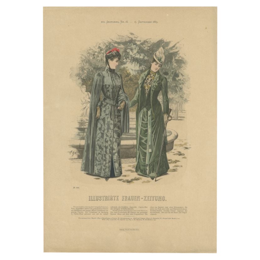 Antique Fashion Print from Germany by Dürr, 1889